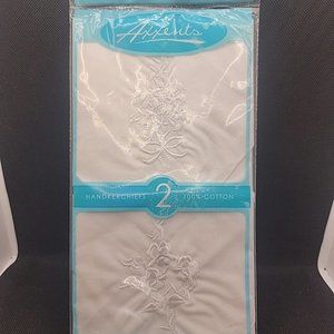 VINTAGE AXXENTS LADIES EMBROIDERED HANDKERCHIEFS 100% COTTON WHITE